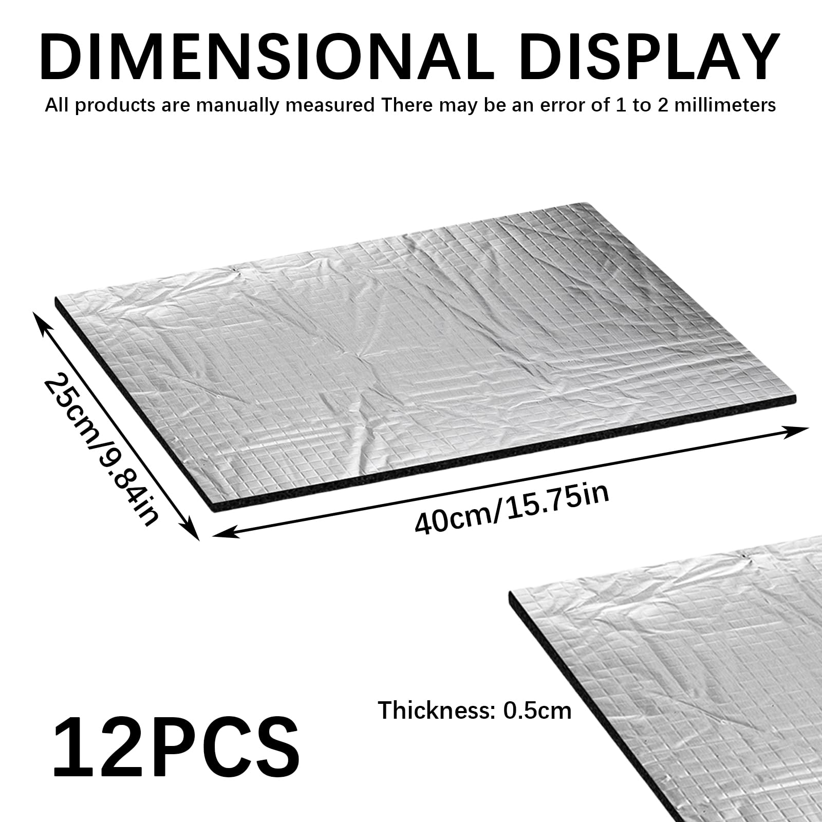 12 Stück 5 mm Dämmmatte Auto, 40x25cm Schallschutzmatte Isolierung, Isoliermatte Selbstklebend, Isolierung Matte Schaumstoff, Dämmmatte Selbstklebend, Schalldämmung Pads, Wasserdicht Feuerfest