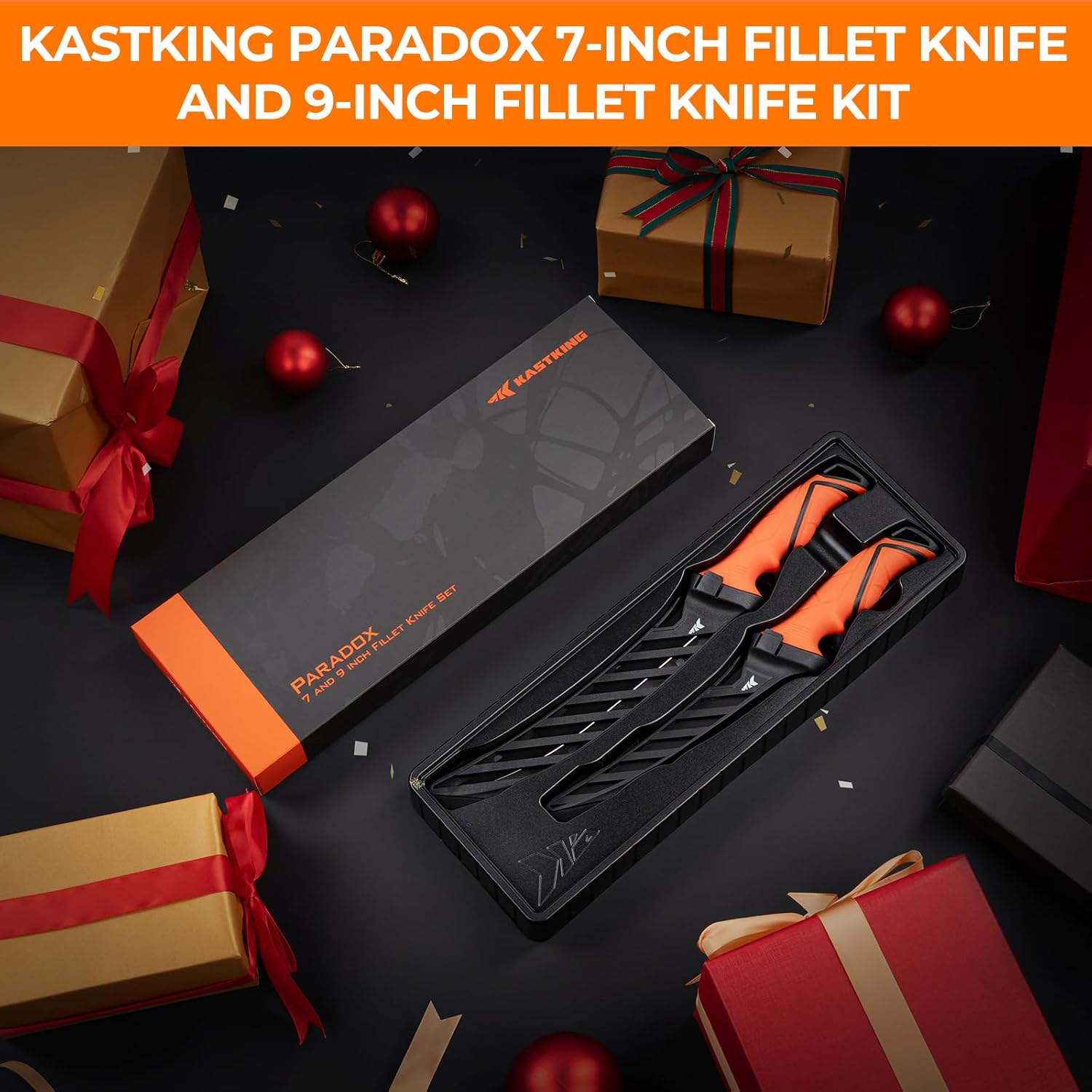 KastKing Paradox Fishing Fillet Knife Kit, 7" and 9" Fillet Knives with Corrosion-resistant G4116 German Stainless Steel, Razor Sharp Blades, Non-Slip Handles, and Protective Vented Sheaths – Fishing Gear and Fishing Gifts for Men