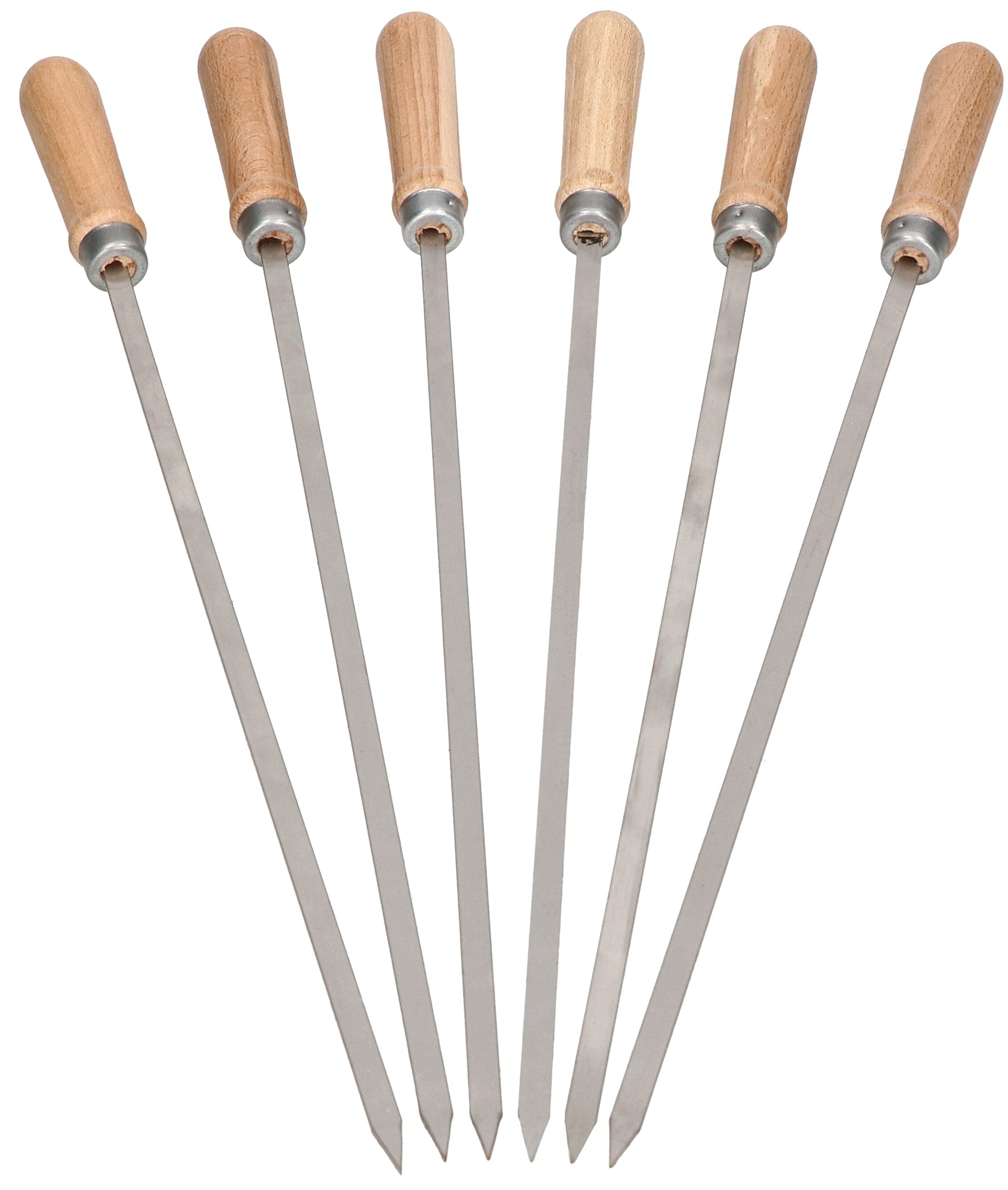 KOTARBAU® Set di 6 spiedini per barbecue in acciaio inox con manico in legno
