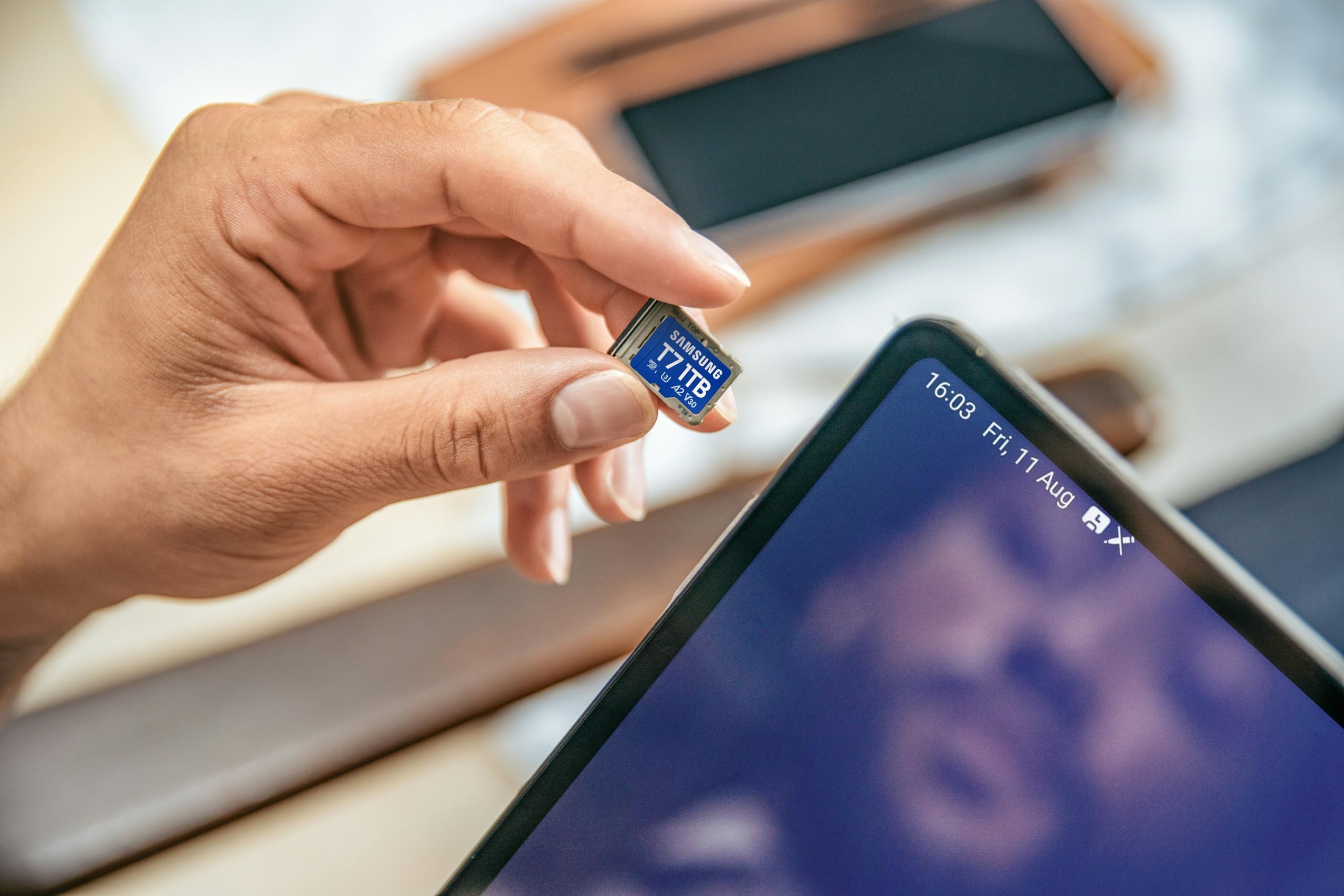 Karta microSD Samsung T7, 128 GB, karta pamięci do gier mobilnych na smartfony, tablety i konsole przenośne, UHS-I U3, Full HD i 4K UHD, prędkość odczytu 170 MB/s, MB-MB128T/WW