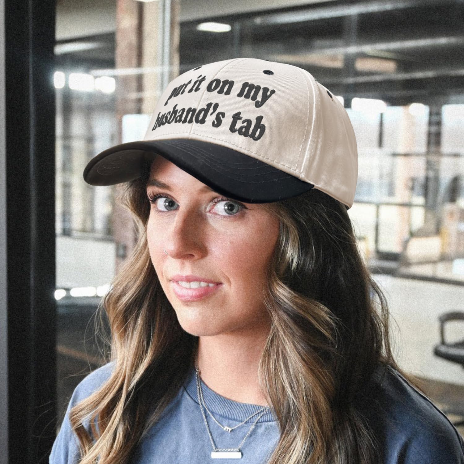 Put It on My Husbands Tab Hat, Funny Vintage Trucker Hats Adjustable Cap for Men Women Classic Baseball Cap - Image 3