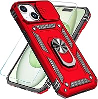 Vista 33 de SunStory Funda compatible con iPhone 15 Pro Max con protector de pantalla HD, cubierta de cámara deslizante y soporte de anillo giratorio