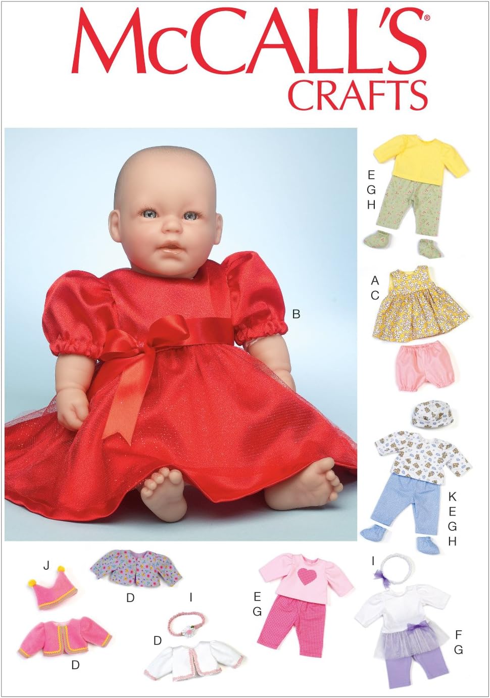 McCall Pattern Company McCall's Pattern MC7066 OSZ,Clothes & Accessories for 11'',12'' & 15'',16'' Baby Dolls, One Size, Off White, M7066OSZ