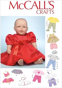McCall Pattern Company McCalls Pattern MC7066 OSZ,Clothes & Accessories for 11,12 & 15,16 Baby Dolls, One Size, Off White, M7066OSZ