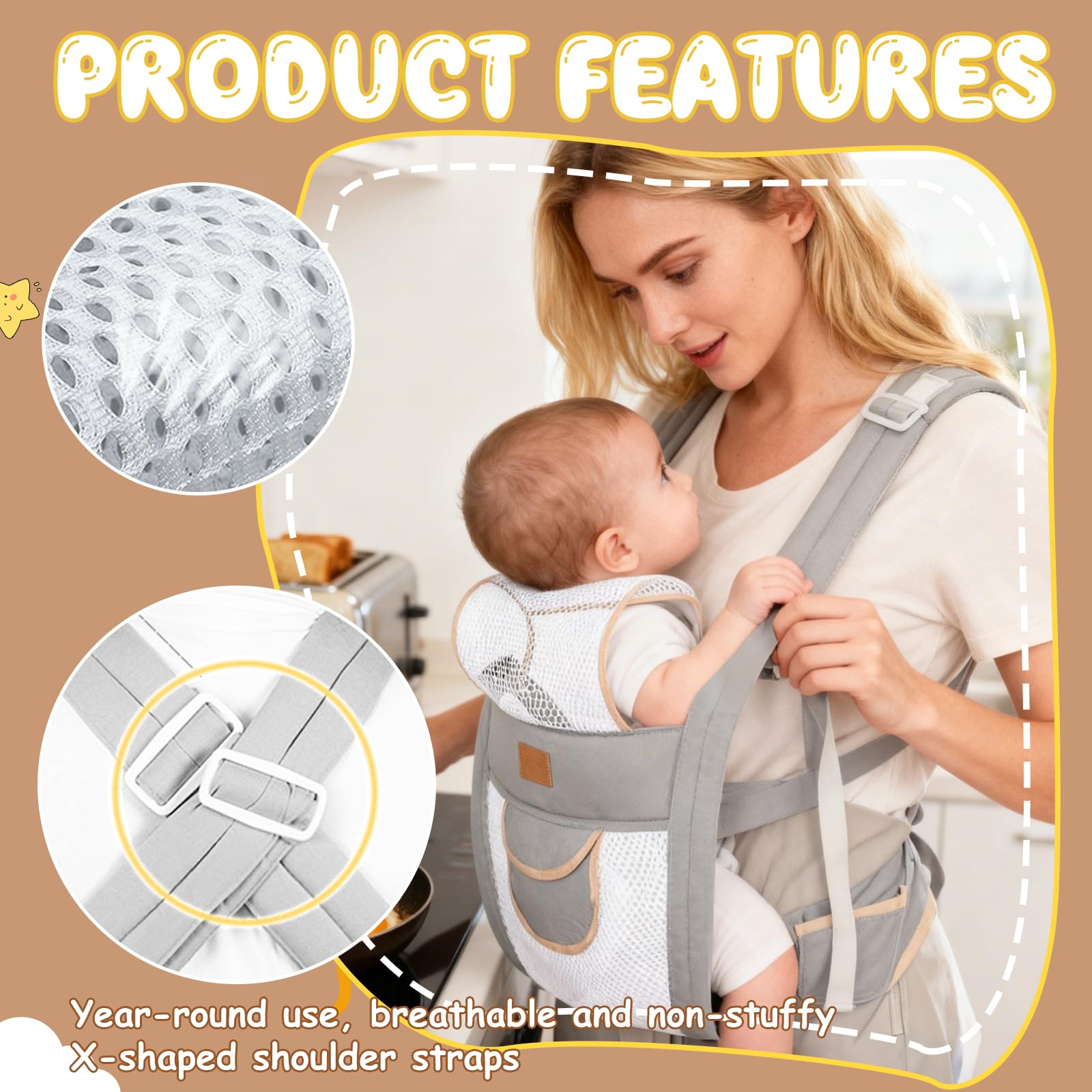 Baby Carrier for 0-36 Months, Stokke Ergonomic Waist Bag, Stokke Waist Bag with Adjustable Straps - Image 4
