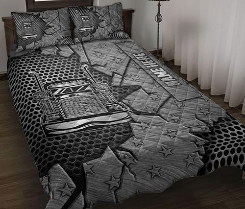 OhaPrints Juego de cama y fundas de almohada personalizadas, diseño plateado de camionero, camionero, camionero, camión, chofer, color plateado,