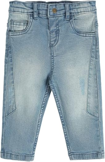 miniklub Baby Boys Full Length Woven Denim Pant (Medium Wash Color)