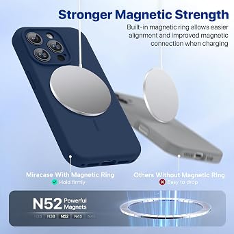 Miracase Silicone & Magnetic for iPhone 15 Pro Case, Dark Blue