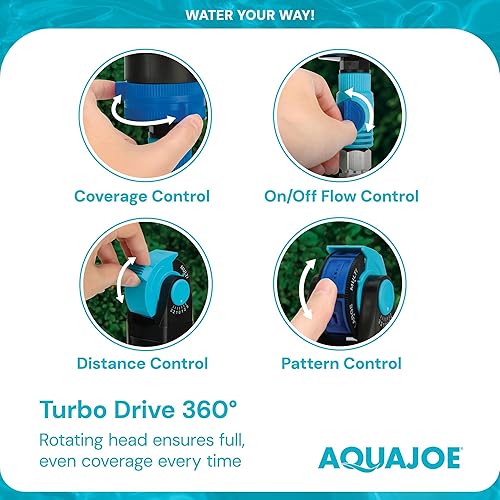 Miniatura 4 de Aqua Joe AJ-6PSTB-MAX - Aspersor HD y Mister con base de trípode de metal, 6 patrones, cobertura de 4100 pies cuadrados, azul