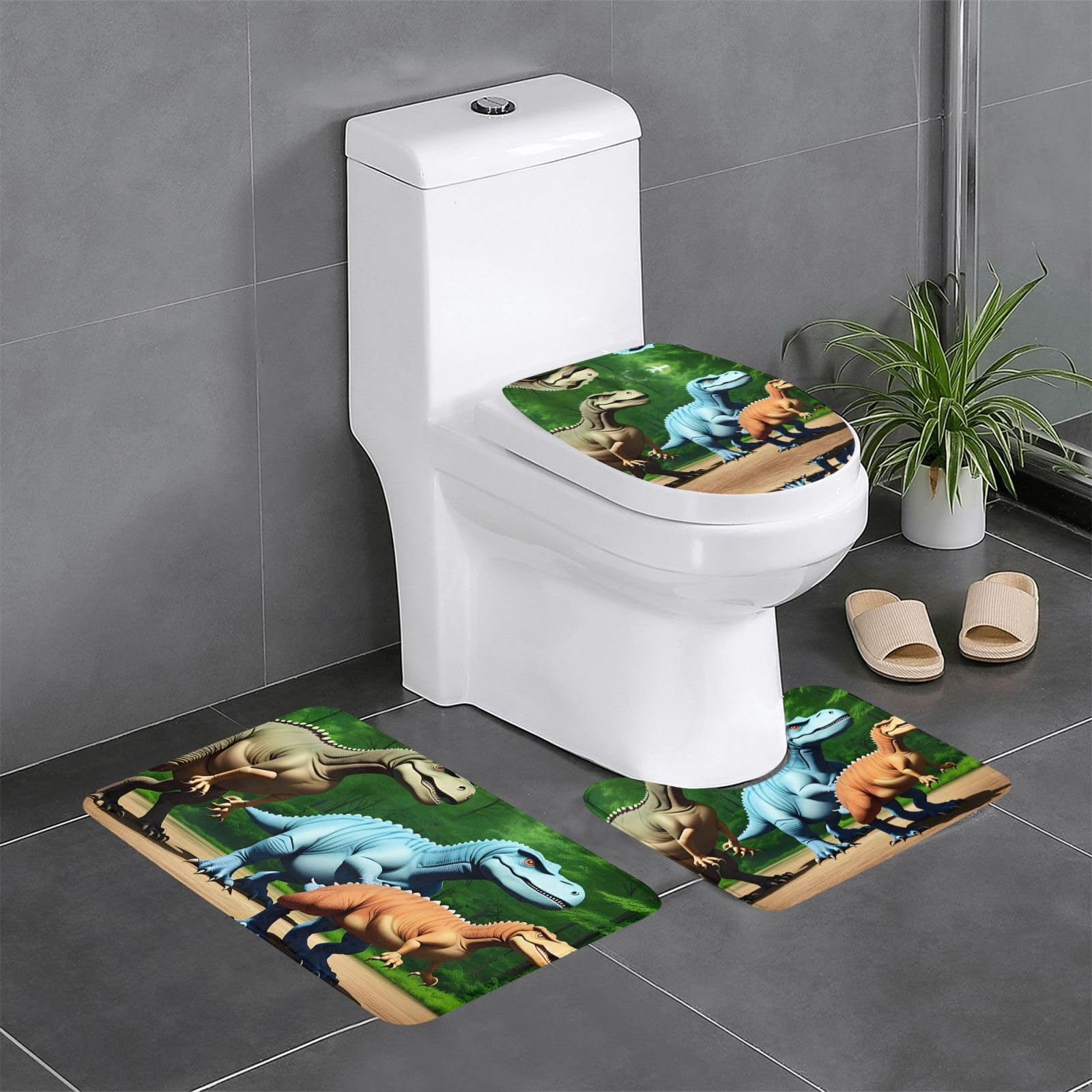 Tapis de sol antidérapant dinosaure lavable et facile à nettoyer