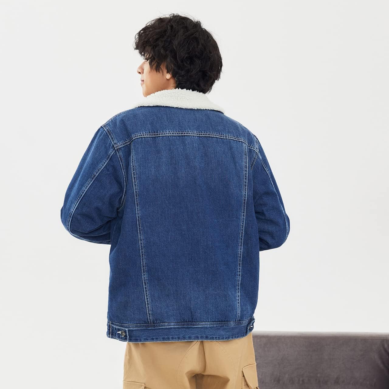 Cargo Woven Short Jacket Men Spring Autumn Loose Casual Denim Coats Joker Warm Outwear