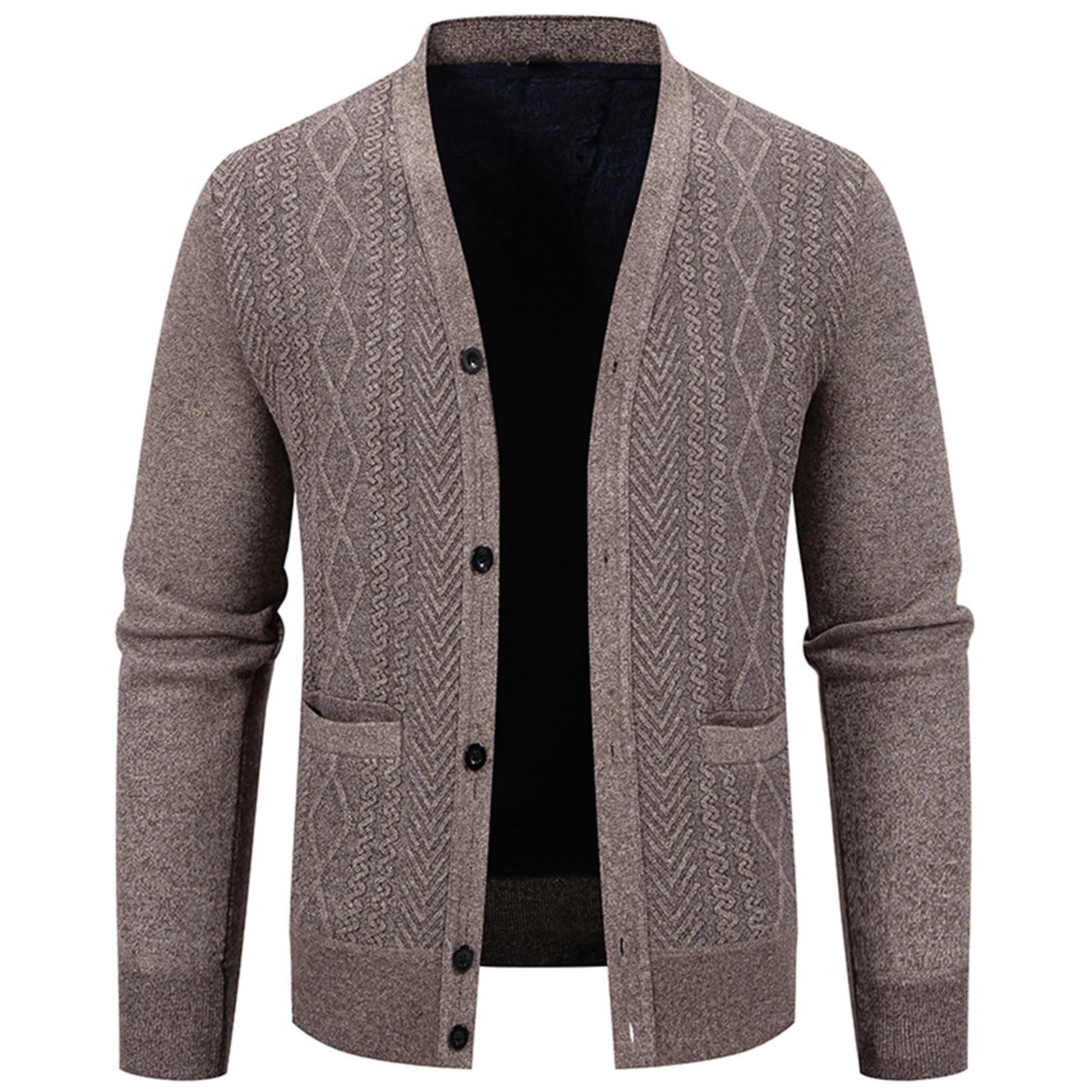 RUMAOZIA Cardigan Tricot Homme Col V Boutonné - Pull Chaud Hiver Maille Fine Classique