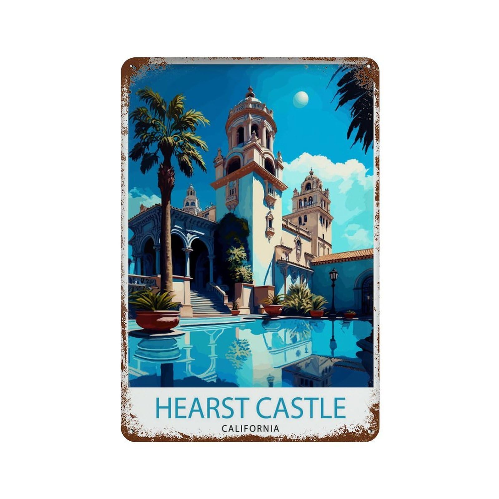 xiaoxiaoshen Hearst Castle California Travel Gift For_5 Wall Decor Art Metal Tin Poster Modern Home Decor Art Home Bar Shop Decorations Vintage Sign 30x20cm