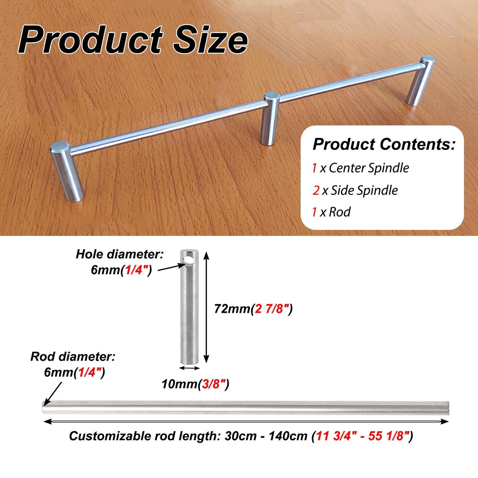 Barrera flotante decorativa de acero inoxidable para encimeras de cocina y baño, 50 cm, riel de seguridad elegante para estantes