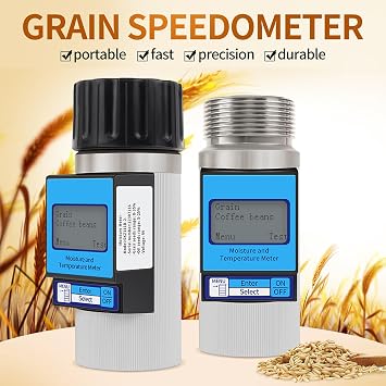 Smart Grain Moisture Meter, Grains Moisture Tester with LCD Backlight Display, Measurement Error<0.5% and No Need Weighing Samples, for 37 Kinds of Grain Include Coffee Beans, Cacao Beans