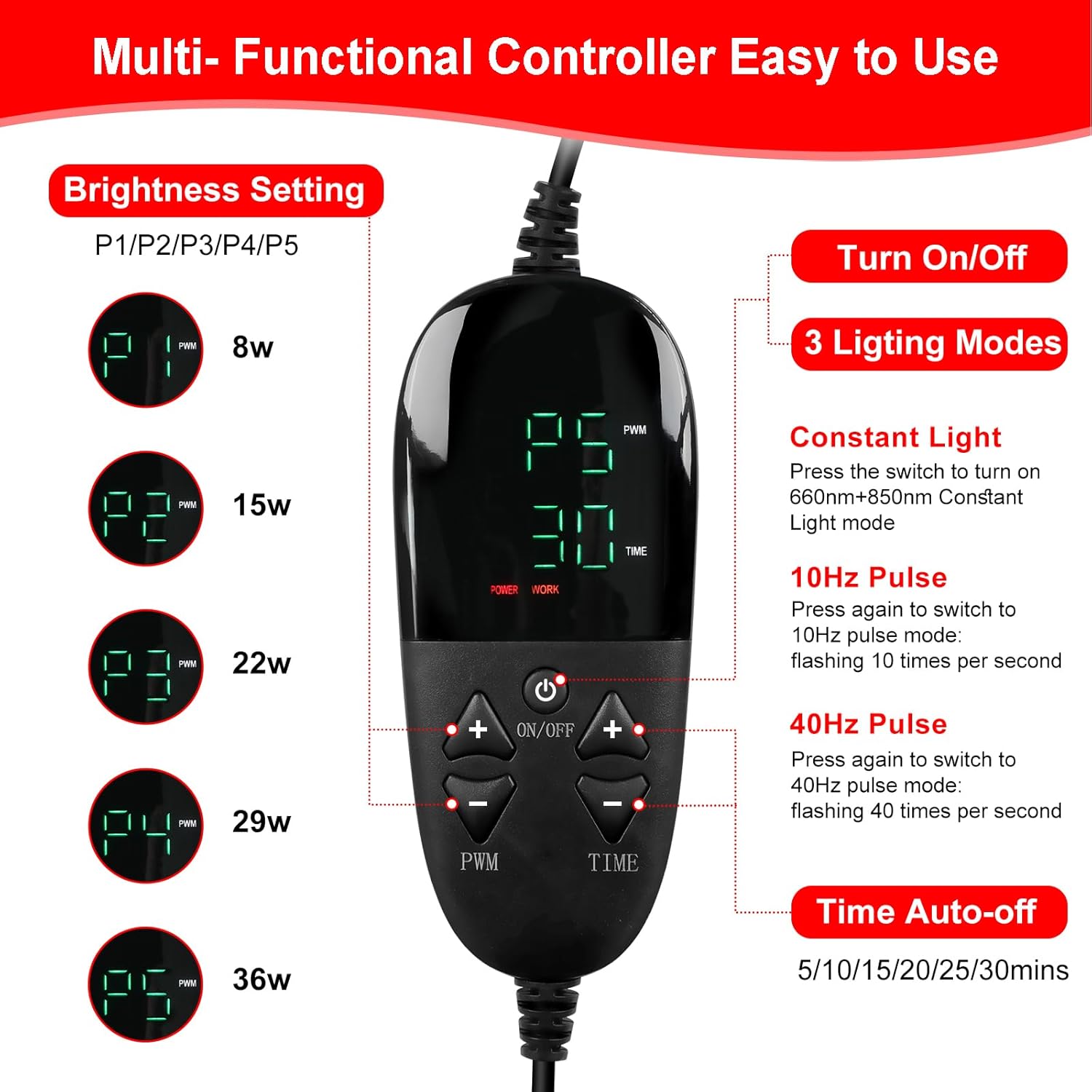 Red Light Therapy Pad Wearable 660nm & 850nm Infrared Light Therapy Mat Devices 31.5" x 11.8" Large Wrap Belt for Body Back Shoulders Waist Joint Muscle Pain Relief - Image 4