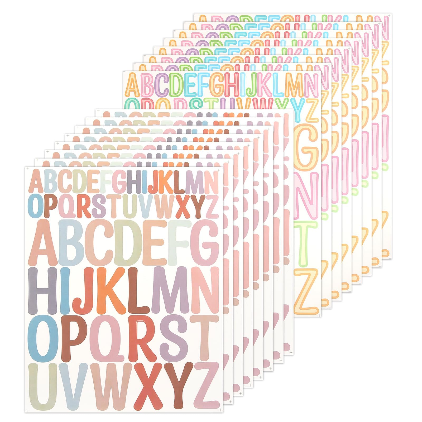 16 Blatt Buchstaben Aufkleber, 832 Stück Klebebuchstaben Selbstklebendes | Bunt Vinyl Buchstaben Sticker Klebebuchstaben Aufkleber für Postfach Schilder Adressnummer DIY Scrapbooking