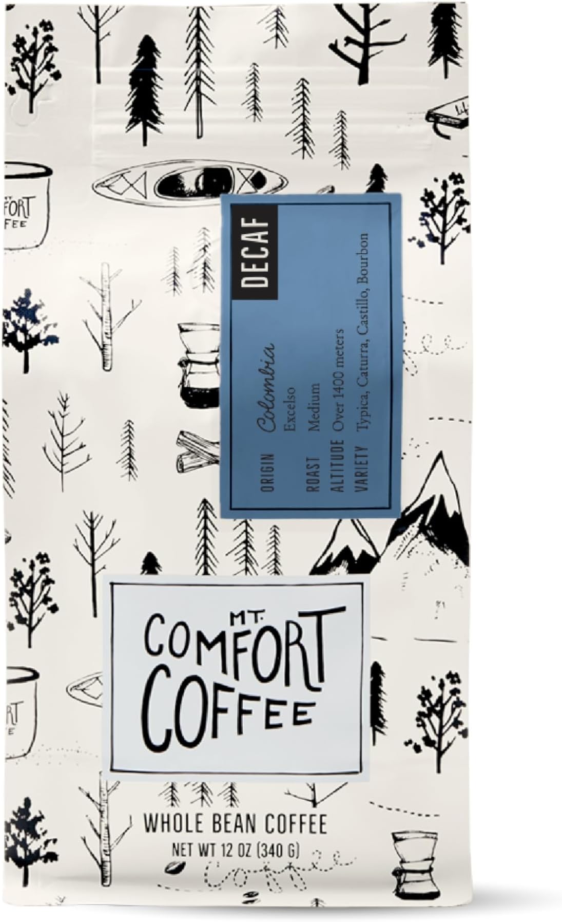 Decaf Colombia Medium Roast, 12 Ounce - Flavor Notes of Chocolate, Caramel and Tropical Fruit - Sourced From Small, Colombian Coffee Farms - Roasted Whole Beans