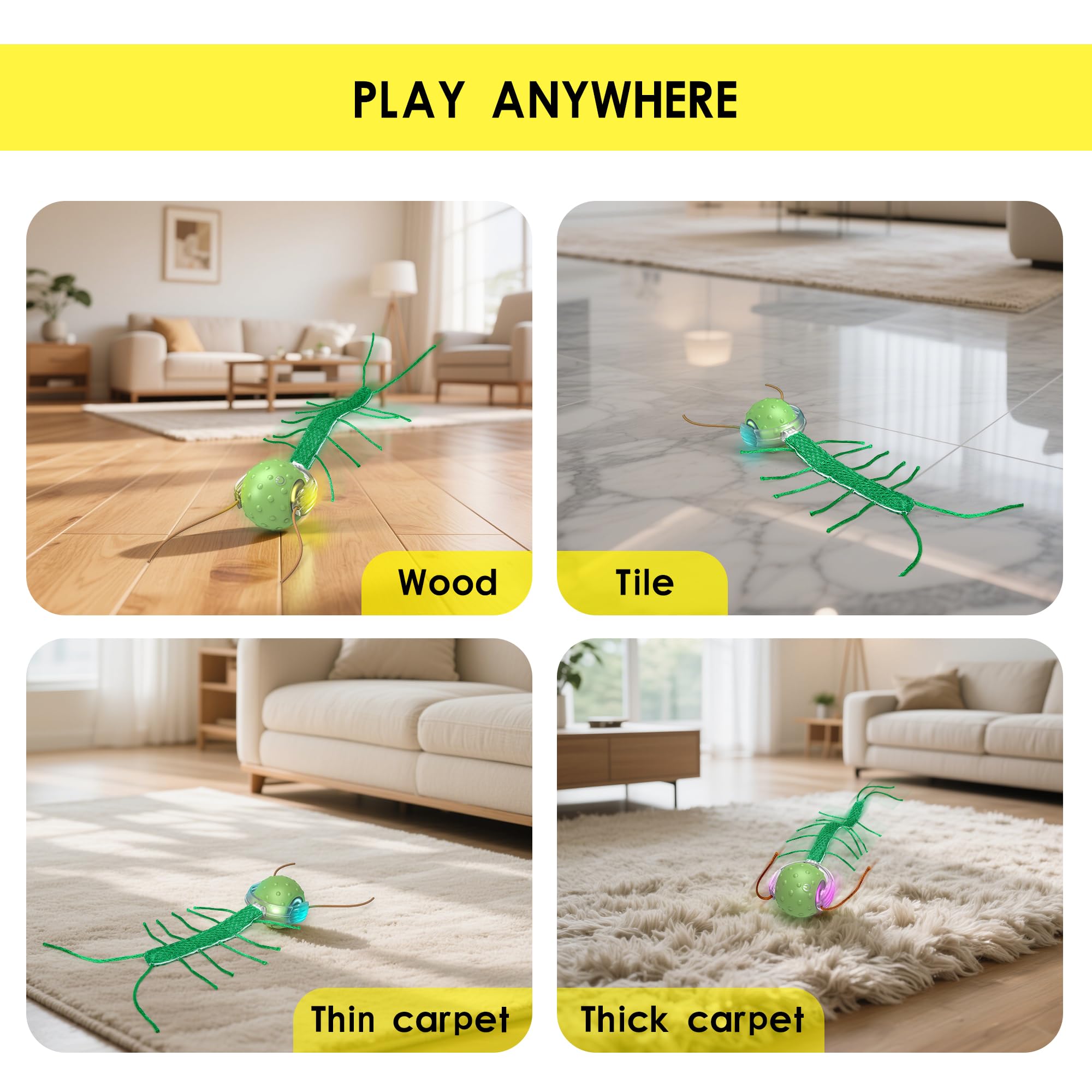Juguetes para Gatos Adultos Interactivos con Movimiento Móviles Navidad - Juguete Pelota Automático 3 Velocidades, USB-C, Silencioso, Fun para Interior Día de los Reyes Magos‌ (Verde)