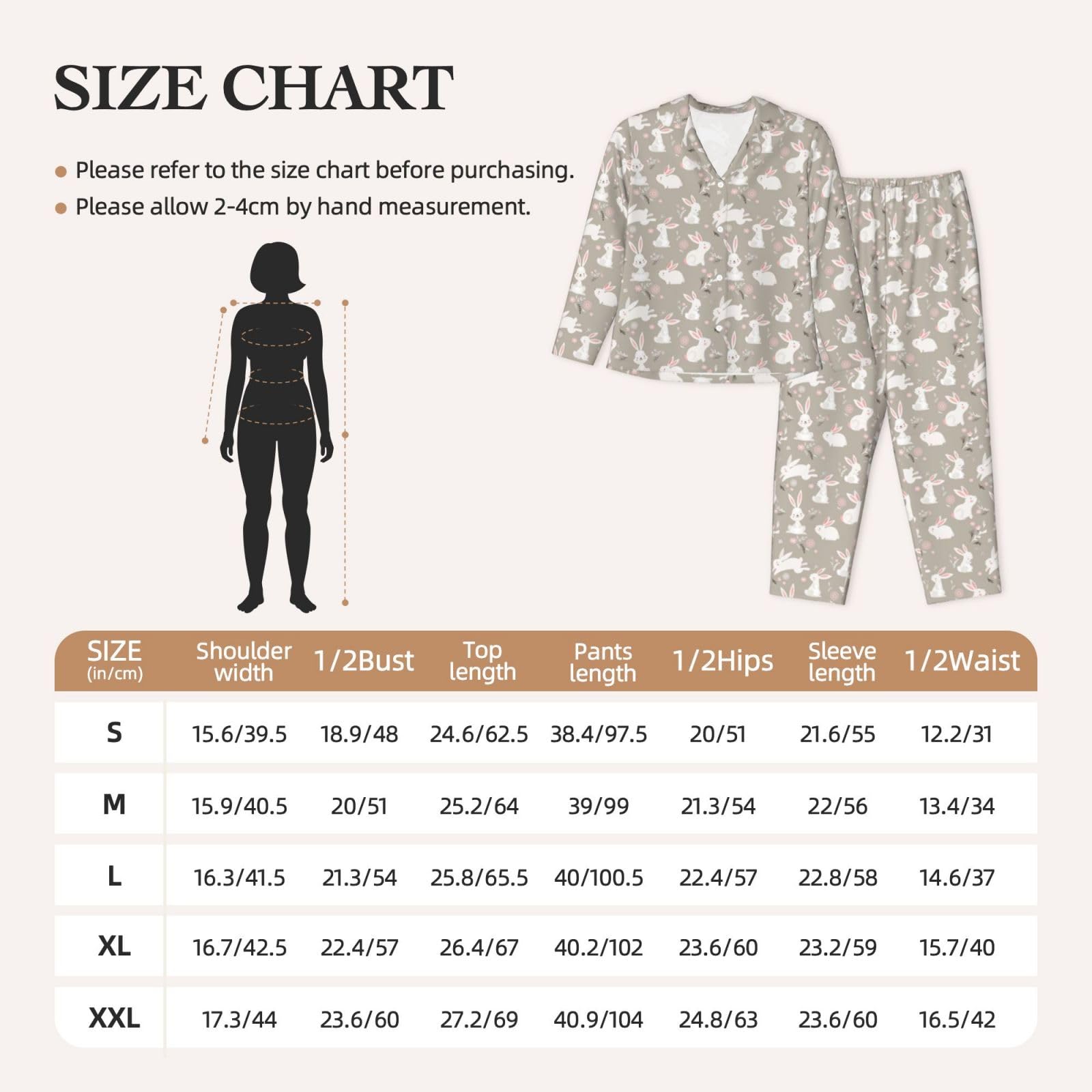 Coniglietto di Pasqua Stampa Floreale Delle Donne A Maniche Lunghe Pigiama Set Pigiameria Accogliente Homewear Casual Due Pezzi
