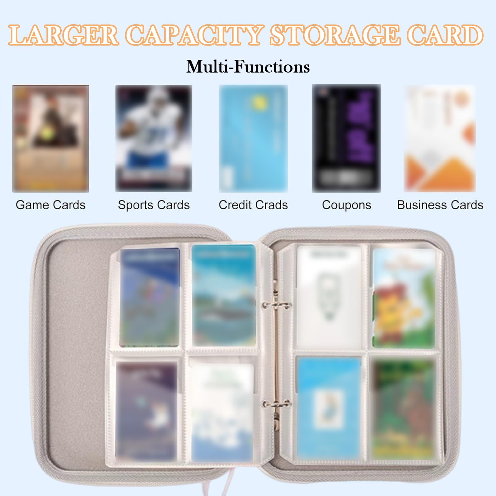 Card Collection Binder, 80-Pocket Zippered Loose-Leaf Folder, Canvas Card Box - Image 4