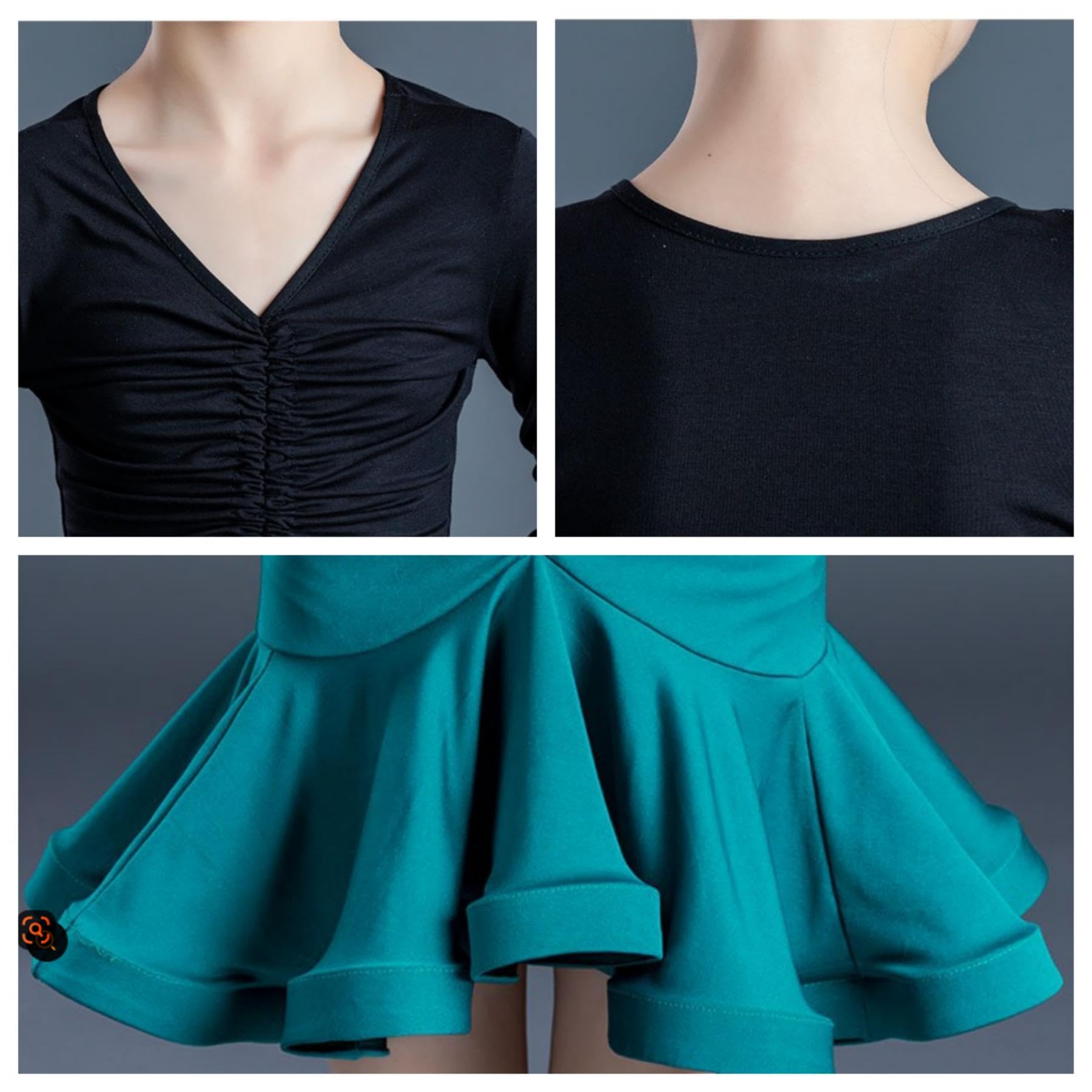 Mädchen Latein Tanzkleid 2-Teiliges Set Turniertanzbekleidung Für Cha Cha Rumba Training