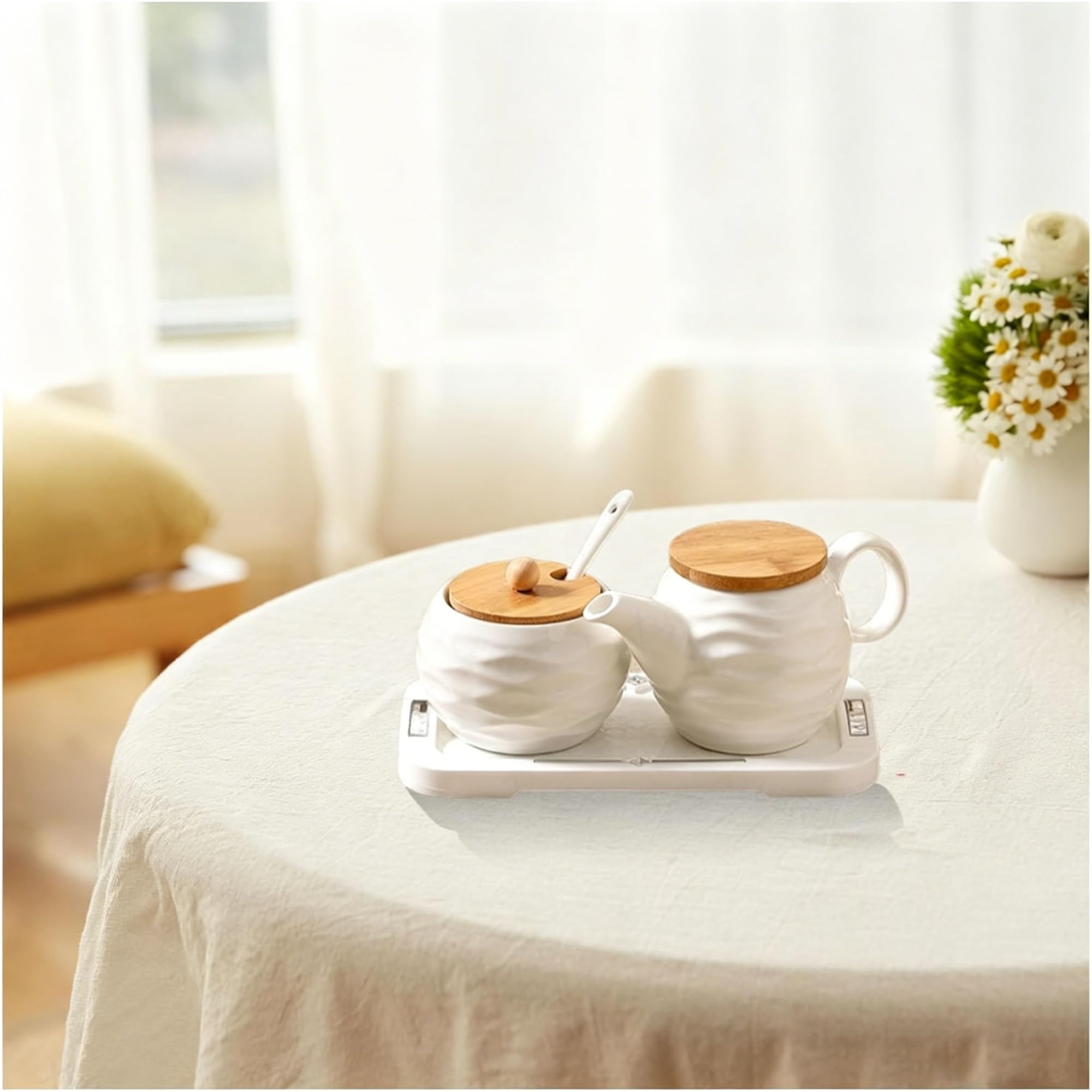 Set di brocche for zucchero e panna in ceramica, zuccheriera for latte in stile britannico con vassoio da portata