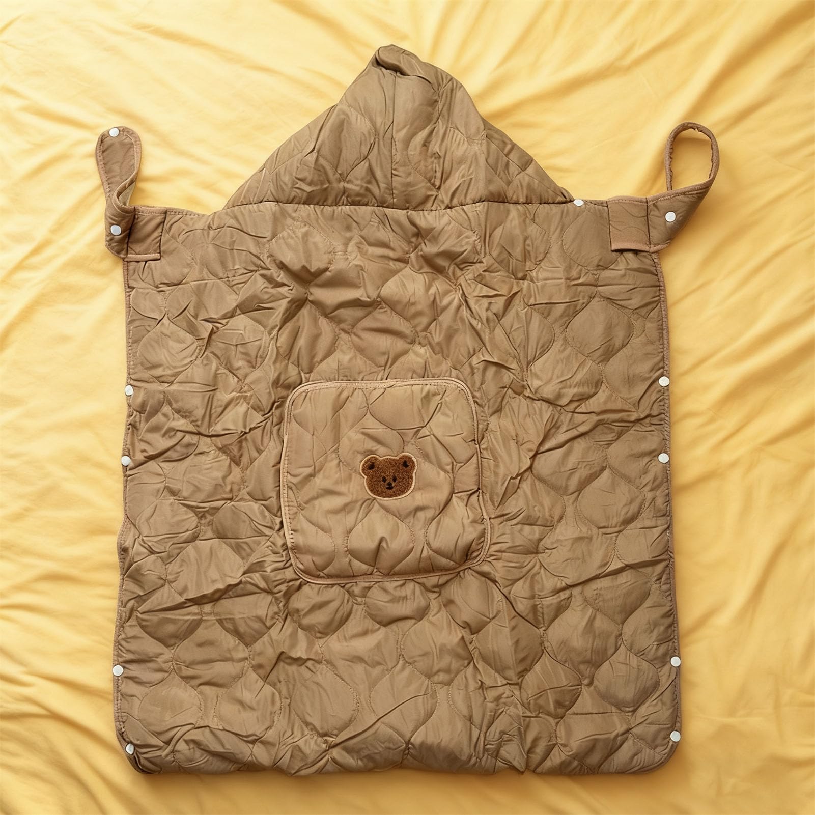 ViaGasaFamido Copertura per, Coperta per Passeggino Antivento e Protezione Solare con Cappuccio Giocoso a Forma di Cartone Animato, per Neonati e Bambini da 0 a 12 Mesi (Caffè)