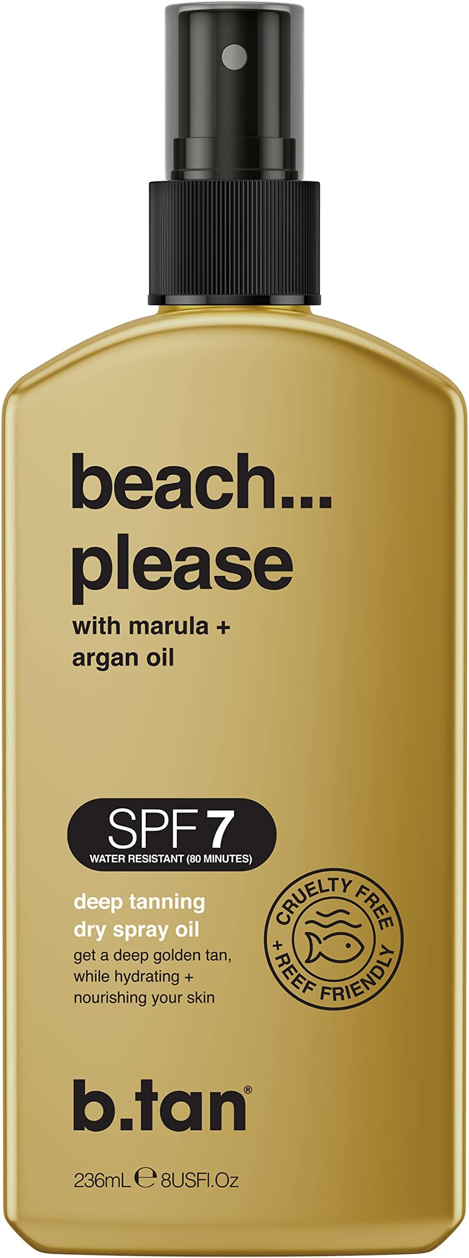 b.tan SPF 7 Deep Tanning Oil | Beach... Please - Suntan Dry Spray - Deep Bronzing & Browning Body Lotion, Nourishes Skin from Marula & Argan Oil, Austrailian Brand, 236ml
