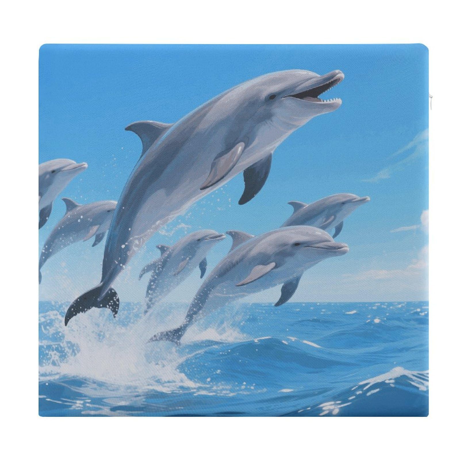 VstaDank Dolphins Cushions Memory Dining Chairs Cushion Non Slip Car Seat Cushions Indoo Dining Room Square Chair Pads with Zipper and Removable Cover Cushion
