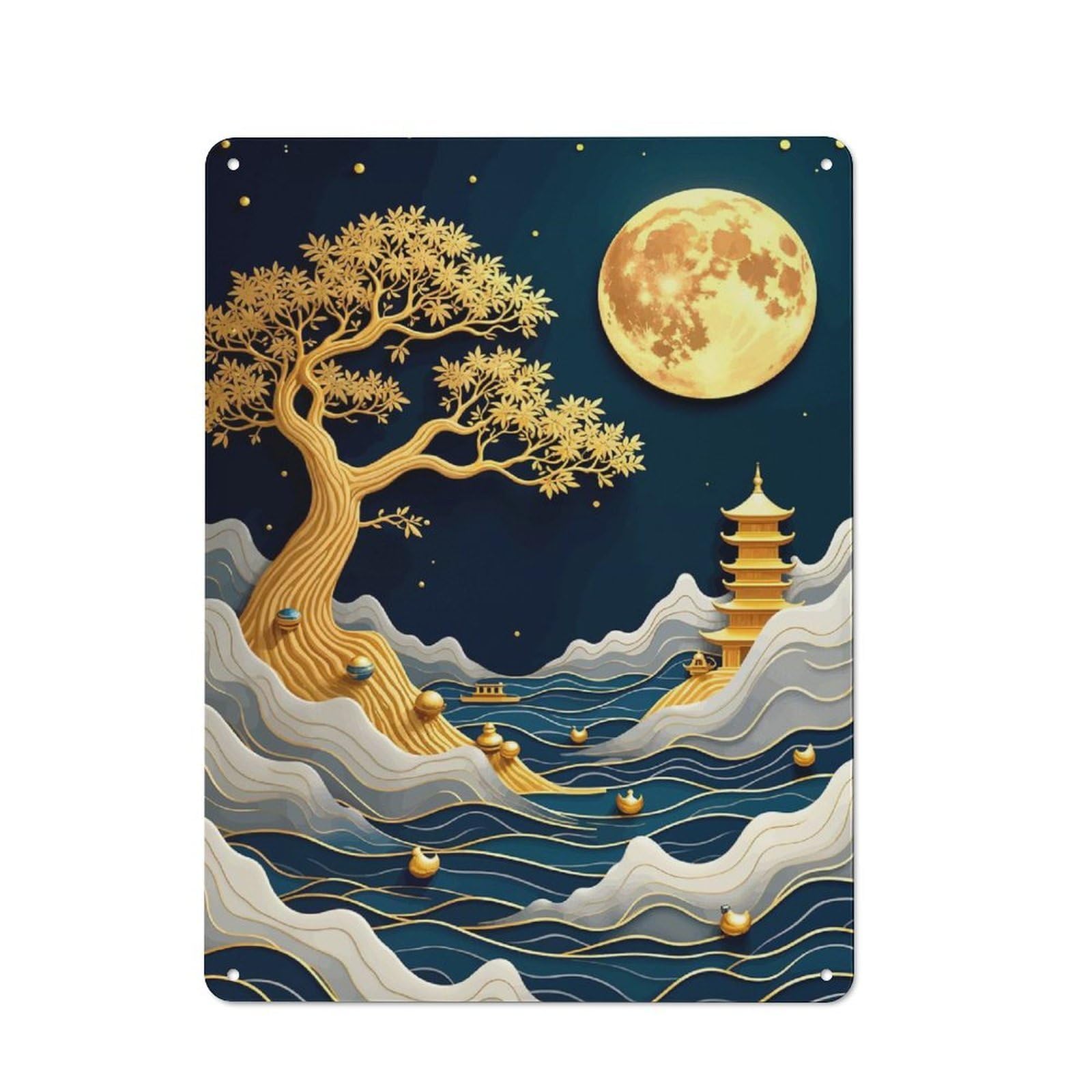 Junmoney Abstract Bonsai Tree Vintage Tin Sign 40X30cm With For Man Cave Or Games Room, For Games Room Collectors