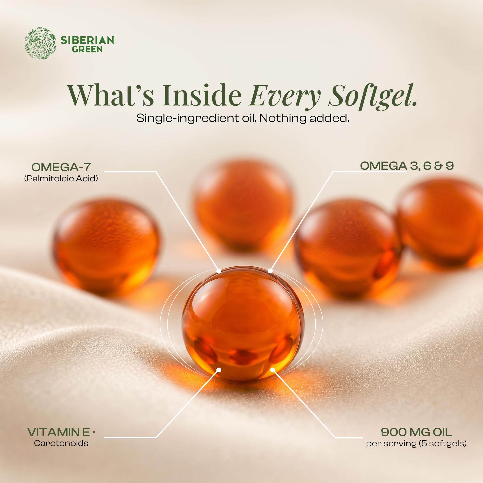 Siberian Green Sea Buckthorn Oil Capsules, Omega 7 Softgels for Skin — Amazon image 2