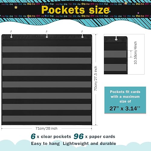 Miniatura 2 de Tabla de bolsillo de trabajo en el aula con 96 tarjetas y 3 ganchos de gestión de clases horario educativo para maestros de regreso a clases