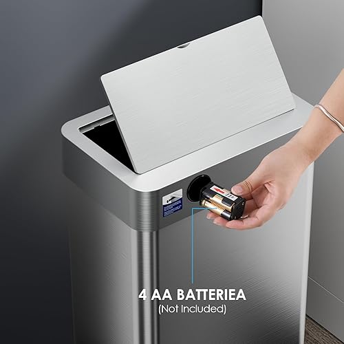 Miniatura 6 de TLSUNNY Cubo de basura automático sin contacto con sensor de movimiento de 18.5 galones, contenedor inteligente de acero inoxidable cepillado, con