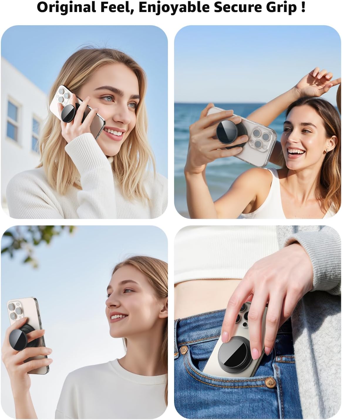 【Upgraded】 Magnetic Phone Grip for MagSafe, Magnetic Ring Holder with Soft Silicone Finger Loop, Rotating Top, Secure Hold for iPhone 17 Air 16 Pro Max Plus 15/14/13/12 - Image 2