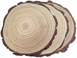 Natural Wood Slices, Round Pinewood Slabs,10 to 11 inch Rustic Tree Bark Slice, Weathered Log Disc, Outdoor Country Barn W...