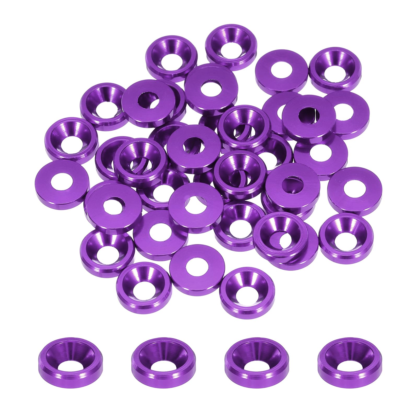 MECCANIXITY M3 Cone Cup Countersunk Washers,Hole Dia 3.1mm/0.12 Aluminum Gaskets Cup Head Washer Gasket for Screw RC/FPV/PC/Drone/Mechanical