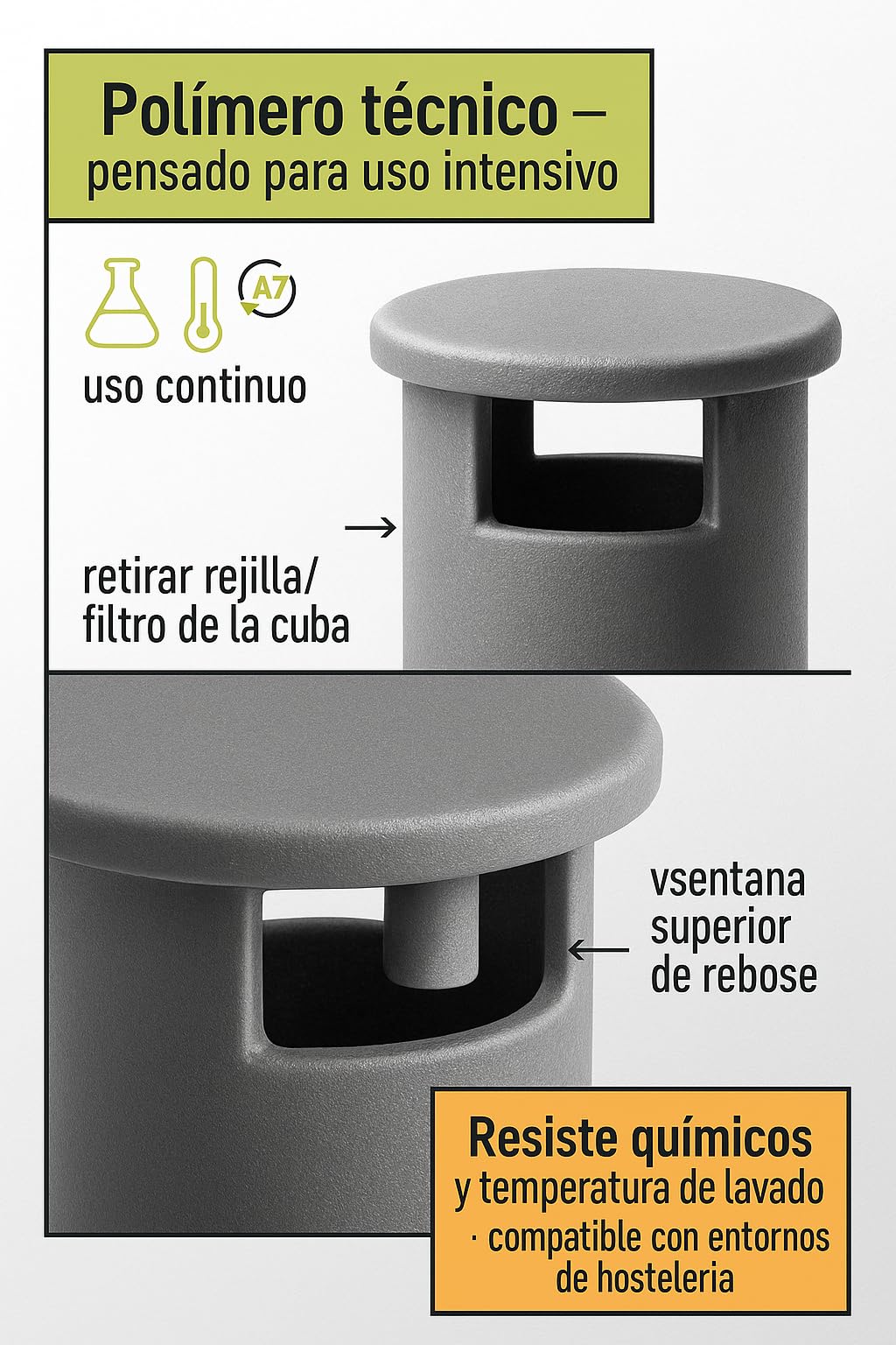 CubetasGastronorm ® Sobrenivel Ø28x140mm DERBY-CF Star Ls Dihr Lavavajillas Profesionales Hostelería Alta Resistencia Instalación Fácil Duradero Accesorio Técnico Maquinaria Industrial Cocina