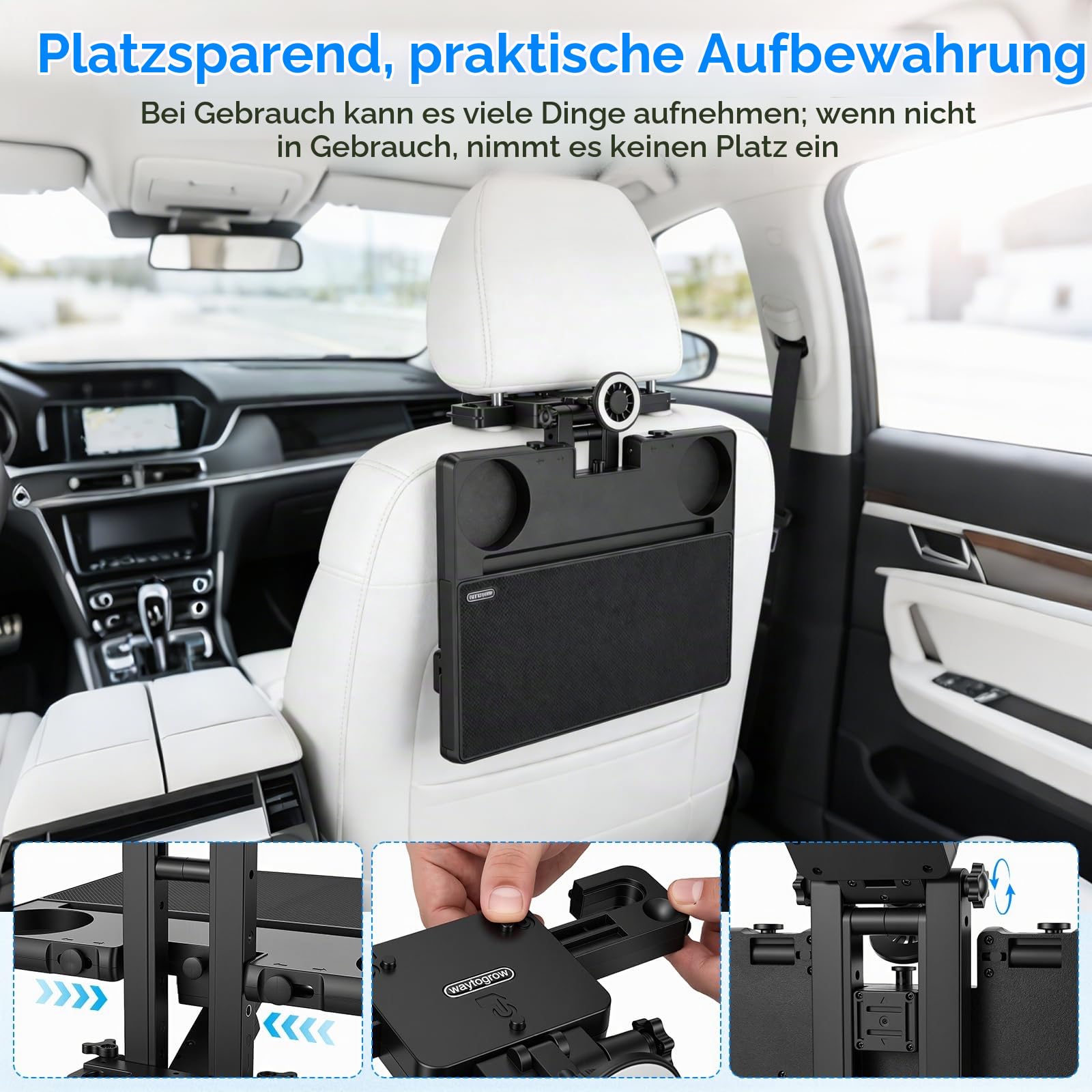 Auto Tisch für Rücksitz Beifahrer,20KG Einstellbar Autotisch für Kind rücksitz mit Getränkehalter und Handyhalter,Auto Tisch Kinder für Auto Rücksitz Erwachsene Kinder Arbeit und Unterhaltung