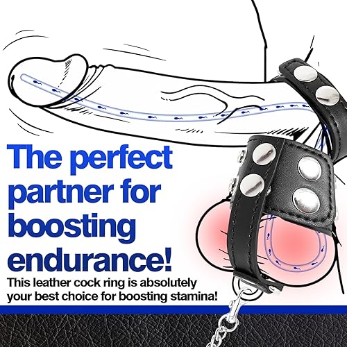 Miniatura 3 de Leather Chastity Cage Strap with Chain Soft Cock Cage Adjustable Sissy Toys Male Chastity Belts CBT Testicle Toys Stretcher Crusher Cock and Ball