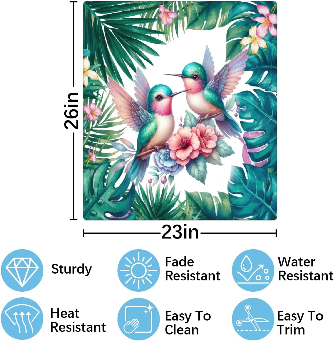 Hummingbird Plants Summer Dishwasher Magnet Cover, Reusable Refrigerator Panel Stickers Microwave Front Door Covers Magnets for Kitchen Home Appliances Holiday Party Decorations 23 X 26 in