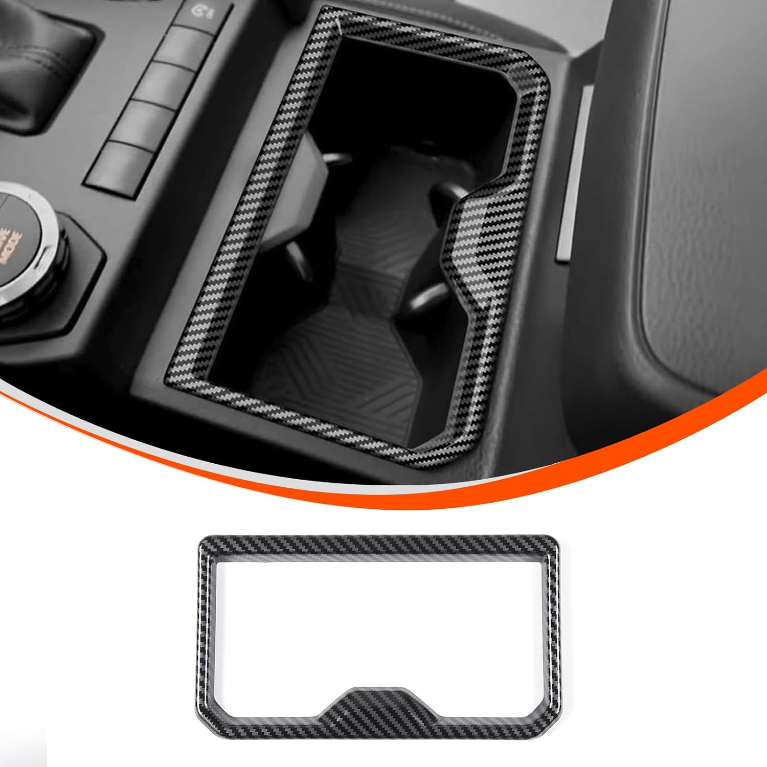 Car ABS Inner Front Row Cup Holder Trim Panel Stickers,Compatible with Toyota Tacoma 2024 2025+,Front Row Cup Holder Protective Panel Stickers Accessories (Black Carbon Fiber)