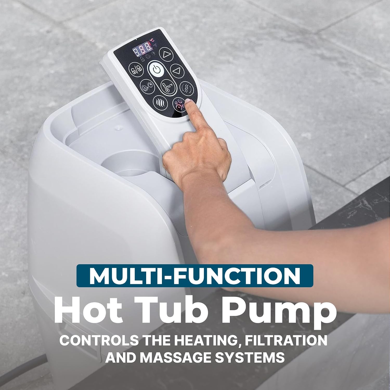 Bestway SaluSpa 69" x 64.5" x 24" Glacial Heat ThermaCore Ice Bath & Hot Tub Airjet 4 Black Stone Square