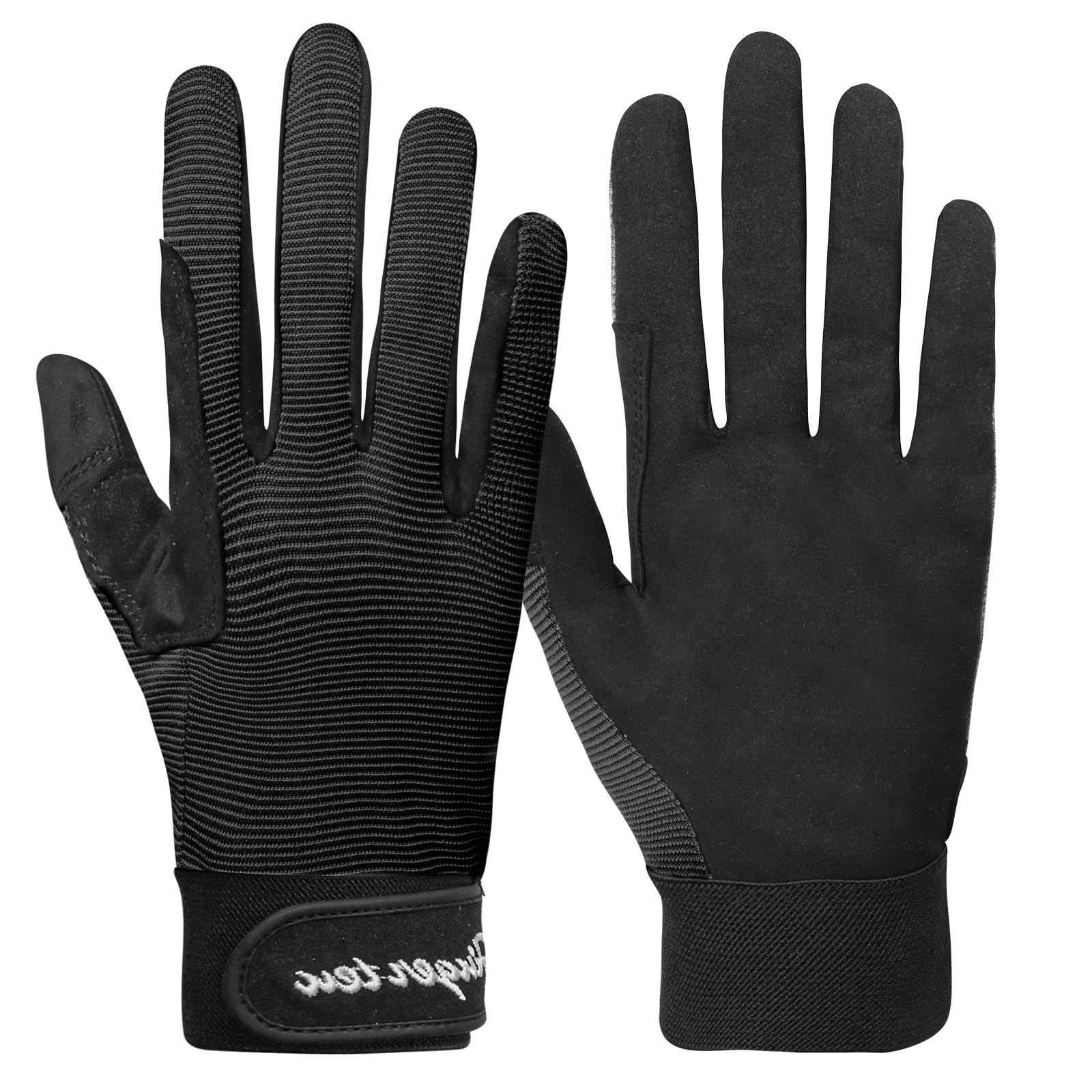 AXKAL Horse Riding Gloves Women Professional Equestrian Horseback Value Pair, Ladies Riding Gloves Mittens Breathable Stretchable for Youth Girls Outdoor Sport (Kids-Black, XL) — image 1