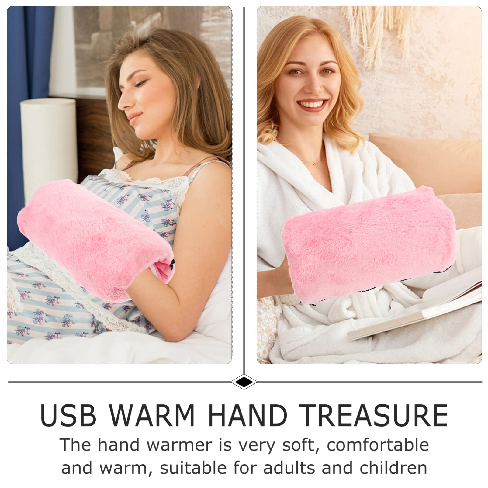 Homoyoyo Electric Heated Hand Warmer Portable 5V USB Fast Heating Hand Warmers Pocket Pouch Winter Warm Pillow Hand Muffs for Winter Outdoor Camping Heating Pad(Pink)