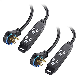 [ETL Listed] Cable Matters 2-Pack 3-Outlet Short Power Strip Extension Cord with 3 Prong Outlets and 360-Degree Rotating Plug in Black - 1ft