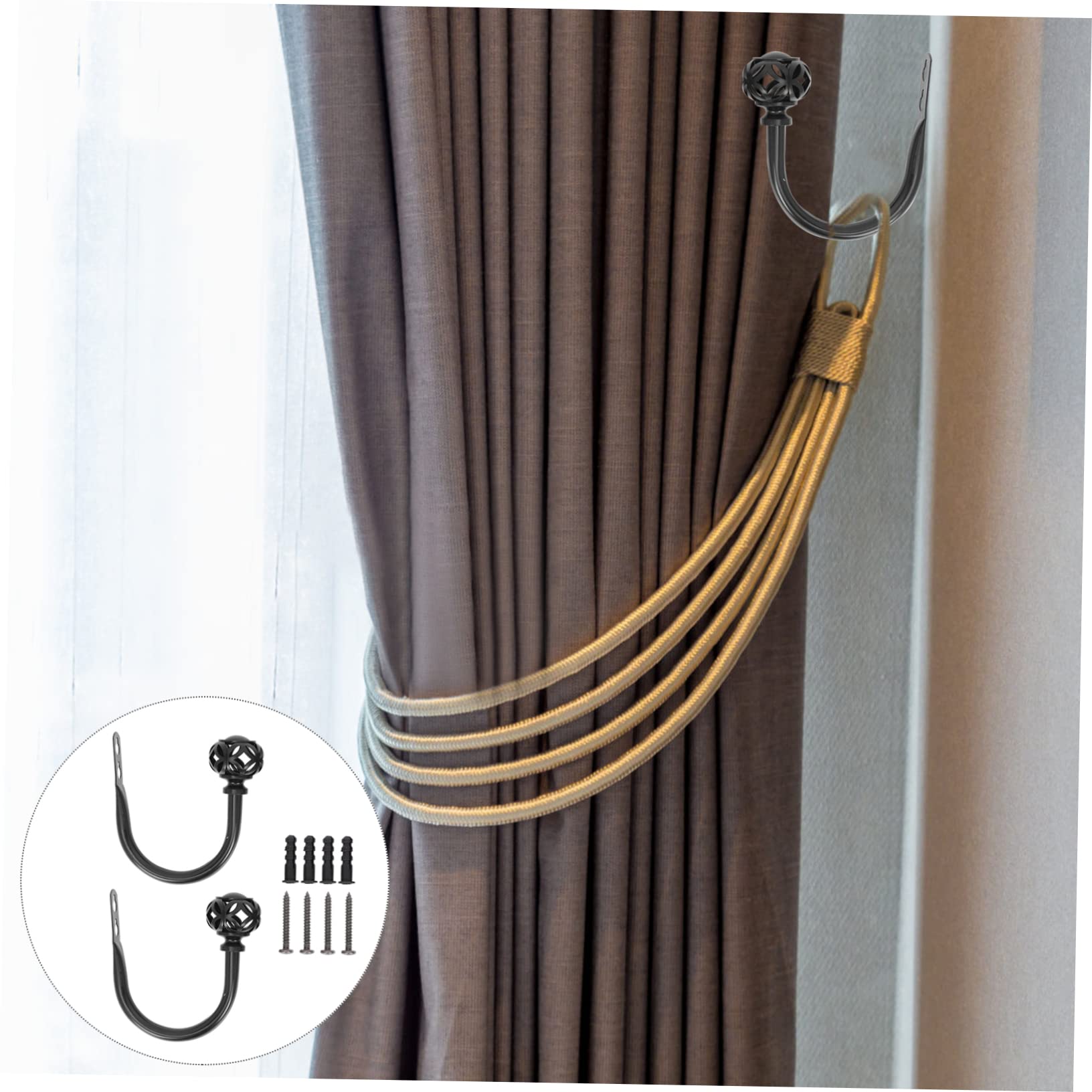 Alipis 6pièces Muraux Fer U-Shape pour Rideaux Attaches Décoratives Multifonctionnelles pour Manteaux Chapeaux Et Serviettes
