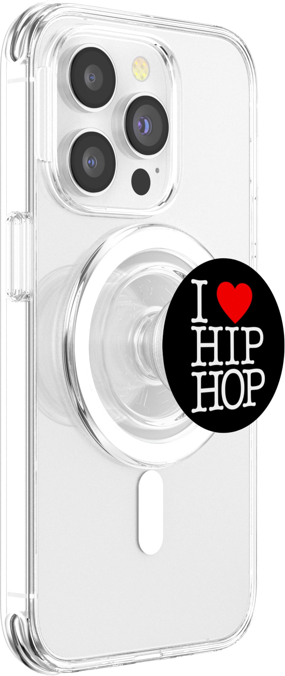 I Love Hip Hop (Heart) - Rap and Hip Hop Fan - Dark Color PopSockets PopGrip for MagSafe, Clear - Image 4