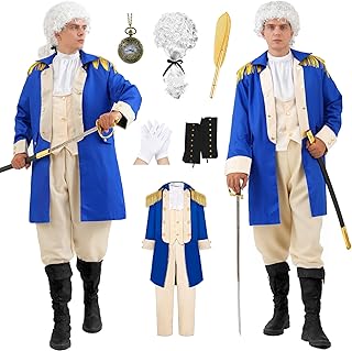 Akokvlar Mens Founding Father George Washington Costume Hamilton Colonial Outfit Set