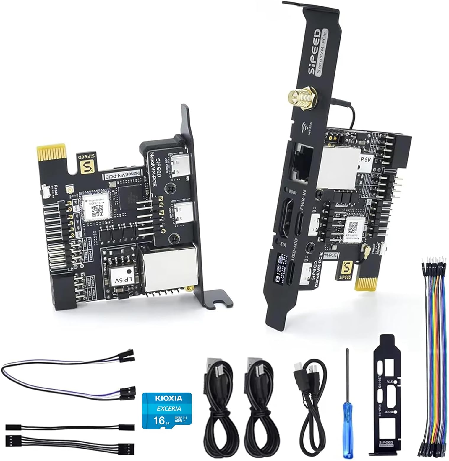 Sipeed NanoKVM-PCIe IP-KVM Remote Control Operations Maintenance Server, DDR3 RISC-V Linux Development Board, 1TOPS NPU 1GHz SG2002 RISC-V CPU, HDMI PCIe 100M Network Port (NanoKVM-PCIe ETH+WiFi)